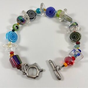 Alice in Wonderland Themed Artisan Made Hand Crafted Glass Beaded Bracelet